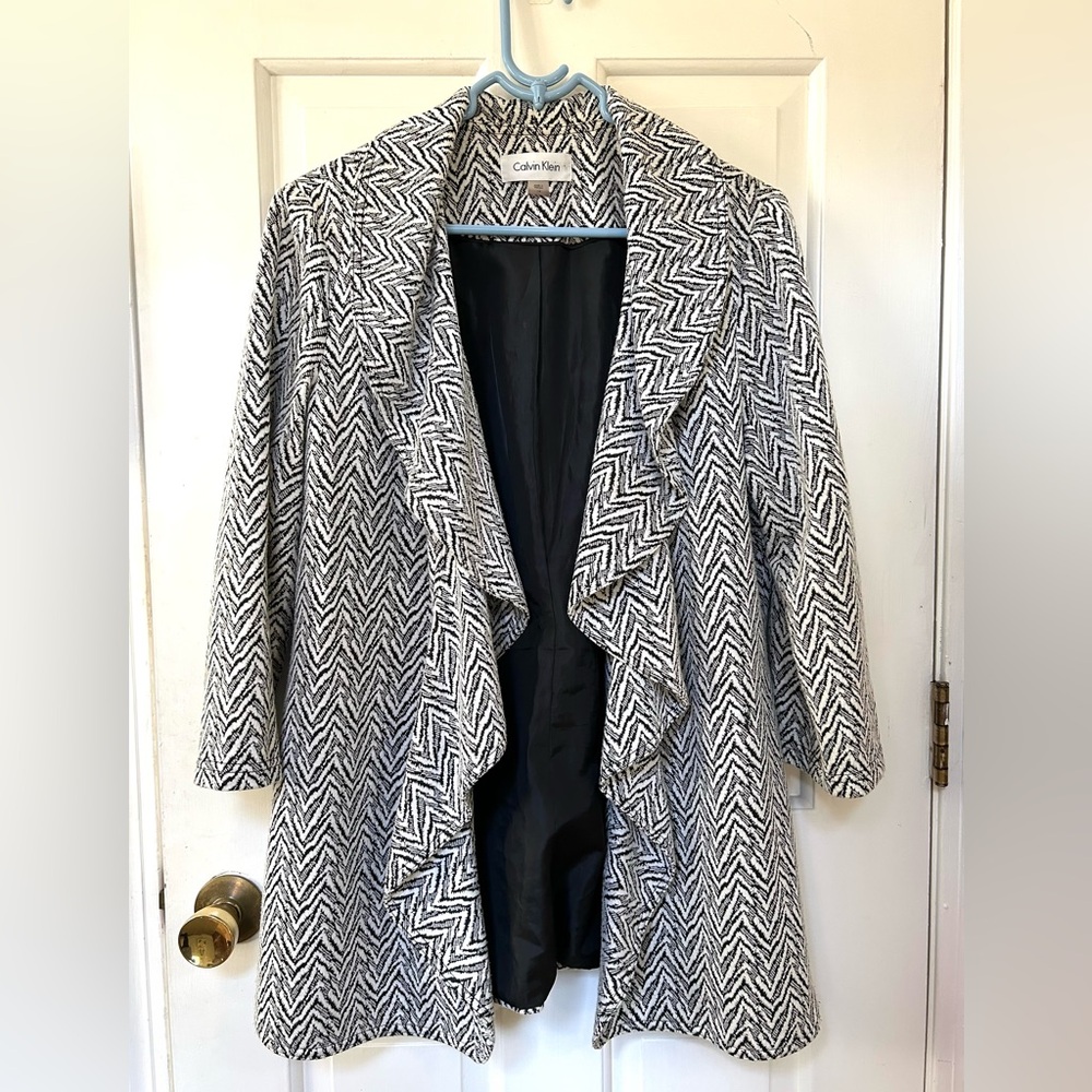Women’s Calvin Klein Jacket Open Black & White Sz 14